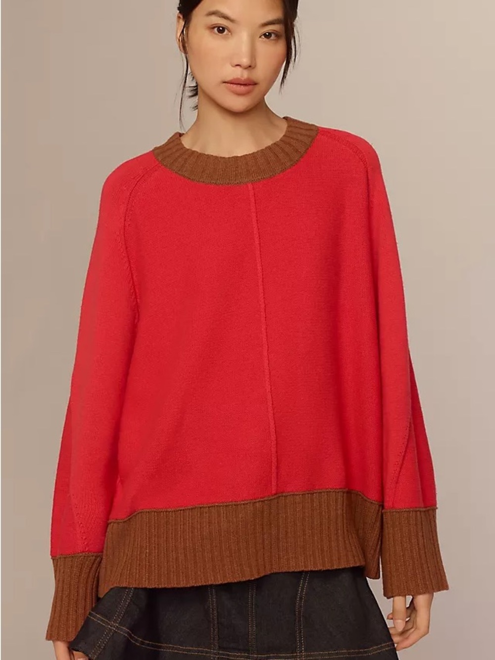 Anthropologie Maeve Colorblock Cotton Blend Sweater - Size Medium